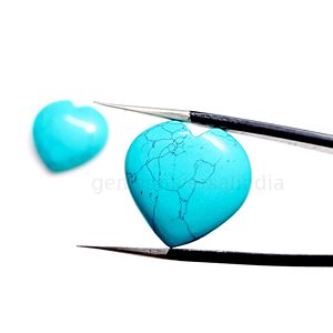 Piedra preciosa en forma de corazón tallada a mano suave turquesa azul para la fabricación de joyas cabujón de piedras preciosas sueltas tallado turquesa de 20mm - Product Image 6