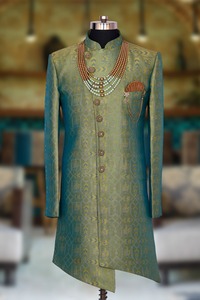 Sherwani Tradicional Estilo Rajasthani para Hombre, Ropa Étnica Indo-Occidental para Bodas, con Pantalones Dhoti, Colección de Diseñador, Última Moda - Product Image 5