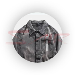 Veste en jean personnalisée pour homme grande taille, col montant, écologique, couleur unie, respirante, en toile - Product Image 3