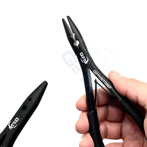 Pince à extensions de cheveux professionnelle GEMSTONE ENTERPRISES de 7 pouces, en acier inoxydable, pour l'installation de micro-anneaux et de nano-anneaux, modèle P-57 - Product Image 6
