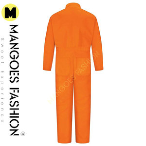 Overol impermeable clásico de algodón de sarga de 9 Oz, mangas con dobladillo, naranja llamativa, logotipo personalizado, ropa de trabajo cómoda protectora - Product Image 2