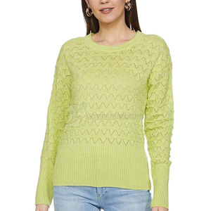 Fait sur mesure de haute qualité à la mode tricoté laine col rond femmes décontracté coupe ajustée pull hiver grande taille pull décontracté - Product Image 1