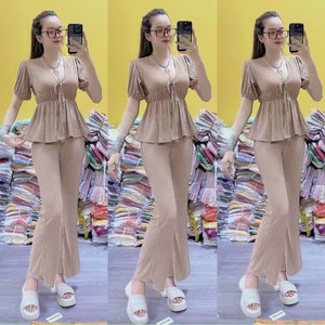 Bel ensemble femmes 2 pièces ensemble vêtements prix usine décontracté lavable personnalisé emballage Vietnam fabricant élastique - Product Image 5