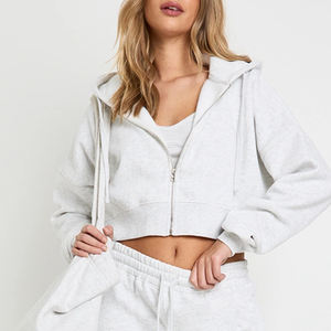 Chándal de color liso con mangas largas, servicio OEM, transpirable, modelo 2026 para mujer, con cierre de cremallera, a precio económico. - Product Image 2