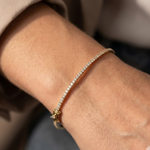 <b>Solid</b> 18k Yellow <b>Gold</b> Natural Genuine Diamond Thin Stackable <b>Bangle</b> Round Brilliant Cut Pave Setting Everyday Fine Jewelry - Product Image 2