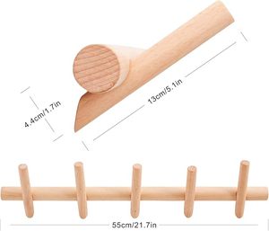 Wood Coat Hooks Wall Mounted Hat <b>Rack</b> Tower Hanger Wall Hooks Decorative Hanger With Pegs for Bedroom Bathroom & Kitchen Office - Product Image 2