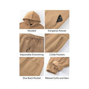 Mens 2 Piece Hooded Solid <b>Hoodie</b> Sweatshirt Tracksuit <b>Joggers</b> Sweatsuit Set Casual Athletic Streetwear <b>Matching</b> Outfit Running - Product Image 5