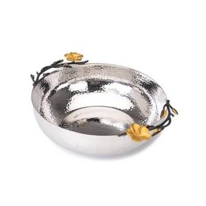 Sel de table argenté martelé en acier inoxydable avec support de couleur noire au design de fleurs en acier miroir pour les occasions de fête - Product Image 3