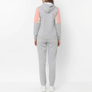 Nouveauté Ensemble de survêtement à manches longues pour femmes avec fermeture éclair Conception de logo personnalisée Service OEM Ensemble de survêtement à fermeture éclair 100% coton pour femmes - Product Image 3