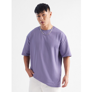 T-shirt à col rond en polyester lourd à épaules tombantes pour homme, surdimensionné, broderie, 100% polyester, confort, tricot uni, sportif - Product Image 1