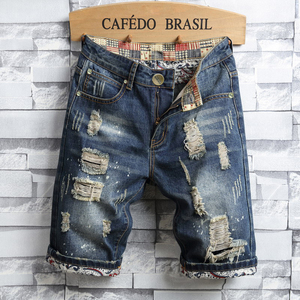 <b>Men's</b> Breathable Casual Straight <b>Denim</b> <b>Shorts</b> with Zippers <b>Elastic</b> <b>Waist</b> Loose Fit Winter Custom Printing Wholesale - Product Image 6