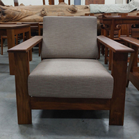 Fauteuil en bois moderne de style mid-century, avec coussin individuel, chaise longue d'extérieur durable, écologique et écoresponsable, usine OEM ODM