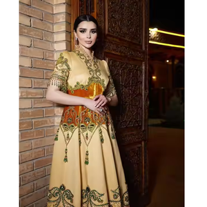 Gracieuse 100% Satin Soie Modeste Robe De Soirée Vintage Marocain Inspiré De La Turquie Couture Complexe Style De Fête De Fête - Product Image 2