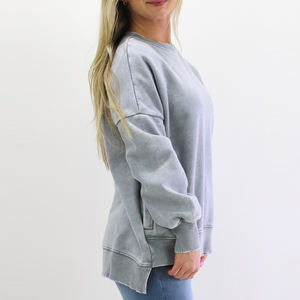 Sudadera de Felpa de Algodón Estilo 2026, Precio de Fábrica, Lavado Ácido, para Mujer, Corte Holgado Informal, para Adultos - Product Image 3