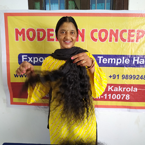 Pas de traitement chimique faisceaux de cheveux indiens vierges Aucune perte de cuticule alignée couleur naturelle cheveux humains bruts bouclés temple indien - Product Image 2
