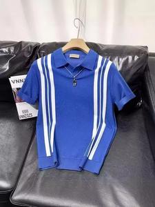 Camiseta Polo de Algodón Transpirable para Hombre, Verano 2025, Corte Ajustado, Casual, Manga Corta, Rayas, Bloques de Color, Tejido Refrescante - Product Image 4