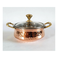 Casserole élégante en acier inoxydable plaqué cuivre, durable, avec revêtement antiadhésif et couvercle en verre, compatible avec toutes les cuisinières
