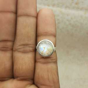 Handmade Bohemian Modern Design <b>Ring</b> Rainbow Moonstone Gemstone <b>Set</b> in 925 Sterling <b>Silver</b> Simple Band <b>Ring</b> Artisan Crafted Gift - Product Image 3