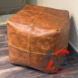 OEM/ODM nueva venta caliente suave muebles de sala de estar sentado cuadrado marrón cuero genuino otomano PUF cubierta reposapiés - Product Image 1