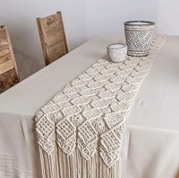 Chemin de table en coton macramé bohème chic pour la décoration de table à la maison, chemin de table artisanal pour table basse de style campagnard