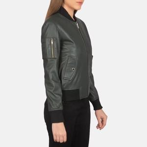 Personalizado al por mayor de los fabricantes de lujo de las señoras Crop Negro Pu chaqueta de cuero de las mujeres - Product Image 3