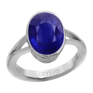 Anillo de Plata Zoya con Zafiro Azul de Ceilán Neelam de 6.5 quilates o 7.25 ratti y Diamante de Corte Ovalado para Uso Diario - Product Image 1
