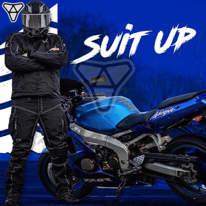 Pantalon de moto coupe-vent en cuir pour hommes avec armure pour le tourisme et les trajets quotidiens - Product Image 4