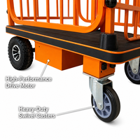 Chariot à main électrique robuste et durable à quatre roues, pliable, en métal, avec garde-corps, hauteur réglable, chariot industriel, outils de shopping