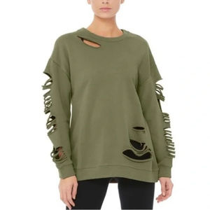 2025 Venta caliente hombres sudadera desgastada transpirable moda diseño personalizado desgastado sudaderas personalizadas 100% algodón - Product Image 6