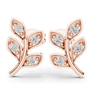 Boucles d'oreilles en forme de feuille avec diamant CVD 0,28 ct VVS-VS EF, or 18 carats, 14 carats, 10 carats et argent 925, options moissanite, or rose, or jaune, or blanc - Product Image 2