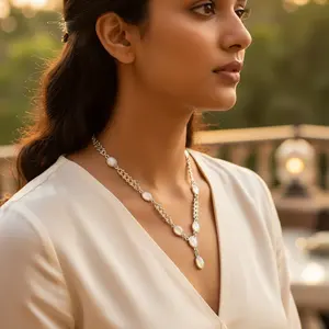 Collier en argent 925 avec nacre pour femmes, cadeau élégant, bijoux - Product Image 1