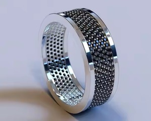 Anillo DE BODA único de oro blanco de 14 quilates para hombre, anillo de eternidad enjoyado con brillo de diamante negro para anillos finos de aniversario Vermeil - Product Image 6
