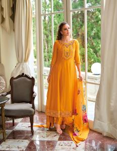 Beautiful Ethnic Clothing Most Trending High on Demand Vichitra Silk Kurti Pant & Dupatta With Embroidery and Hand Work for Sale - Product Image 2