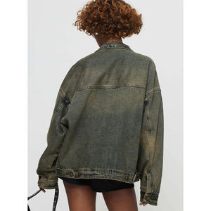 Chaqueta vaquera lavada OEM a prueba de viento ajustada superventas para mujer, personalizada de alta calidad, nueva moda, rellena de algodón teñido - Product Image 6