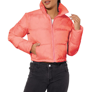 Veste matelassée courte à manches longues pour femmes, best-seller, fabrication en usine, nouvelle arrivée, vente en gros personnalisée avec motif uni - Product Image 2