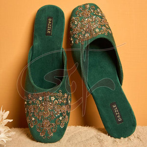 Comfort Designed Green Printed Handmade Anti-Slippery Non-Slip Sole Fashion Trend High Quality All-Season <b>Khussa</b> - Product Image 2