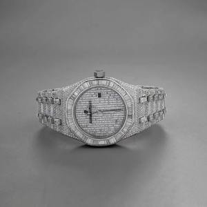 Reloj de Hip Hop con Diamantes Moissanite para Hombre, Diseño en Plata y Chapado en Oro, con Anillo de Piedras con Claridad VVS, Gran Venta - Product Image 1