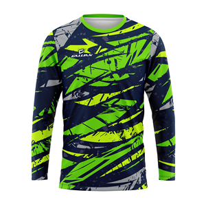 เสื้อกีฬาพิมพ์ลายดิจิทัลสั่งทำได้ MOQ ต่ำ เสื้อเจอร์ซีย์ผู้ชายสไตล์สตรีท เสื้อมอเตอร์ครอสแบบเรียบสั่งทำได้ พร้อมแถบยางยืดด้านข้าง - Product Image 2