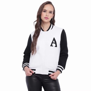 Chaqueta Universitaria de Cuero de Alta Calidad con Mangas en Color de Contraste, Transpirable, Hecha a Medida para Mujer, Modelo 2026 - Product Image 1