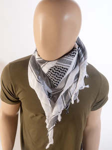 Unisex 100% Cotton Shemagh Head <b>Scarf</b> Black and <b>White</b> Palestinian Tactical Desert Keffiyeh Arab Wrap for Neck or Face Cover - Product Image 4