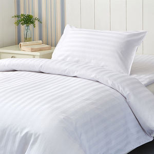 Manufacturer 4pcs Stripes Duvet Cover Bedding Set Custom <b>Flat</b>/<b>Fitted</b> <b>Sheet</b> Queen Size White Polyester Home Hotel & Hospital Use - Product Image 3