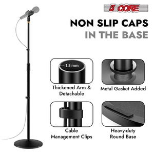 5 Core Mic <b>Stand</b> Round Base Height Adjustable Universal <b>Microphone</b> Mount <b>Stands</b> - Product Image 4