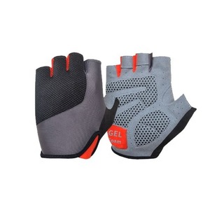 Gants de course cyclistes légers personnalisés, rouge solide et noir, design demi-doigt respirant et pour les activités de plein air en hiver - Product Image 2