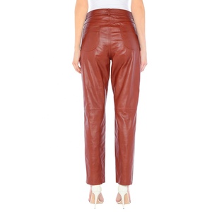 Prix d'usine femmes peau de mouton 100% cuir véritable de haute qualité avec Logo en relief personnalisé et pantalon Design - Product Image 6