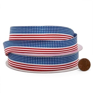 Cinta de poliéster grosgrain con estampado floral y bandera americana sólida para envolver regalos en cumpleaños y Navidad - Product Image 3