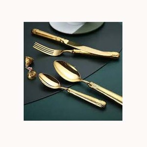 Brass Palm Tree Design Spoon <b>Set</b> Food Grade Colored Stainless Steel Flatware <b>Gold</b> Finished Black <b>Cutlery</b> <b>Set</b> - Product Image 5