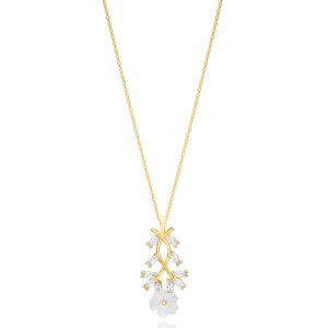 Collier Pendentif Chic Fleur Charmante avec Pierre CZ Marquise, Collection Été, Fabrication Artisanale Turque, Vente en Gros, Bijoux en Argent Sterling 925 - Product Image 1