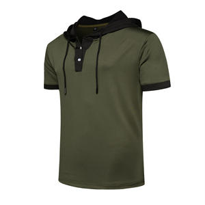Mode décontracté à manches courtes de luxe hommes T-shirt hommes vente chaude entraînement plaine Gym Jogging à capuche Sport T-shirt pour hommes - Product Image 4