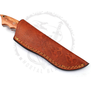 MORTAL SAGA al aire libre nuevo Camping Damasco acero hoja fija cuchillo de caza Funda de cuero 1 año de garantía servicio OEM para - Product Image 4