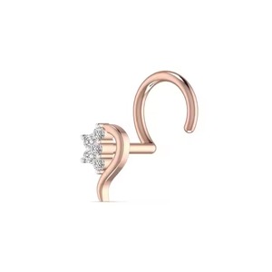 14KT White Yellow Rose Gold Fine Body Diamond Jewelry Stylish 0.08CT Tear Drop <b>Nose</b> Pin Trendy Wedding Engagement Piercing Gift - Product Image 4